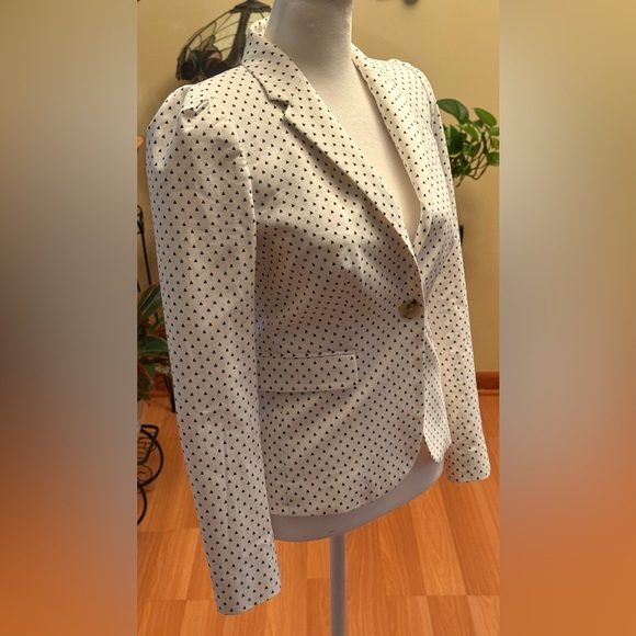 J. Crew White Polka Dot Tailored Size 00 Hip-Length Blazer Women’s - Picture 4 of 16